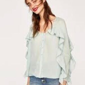 Zara Basic NWT Ruffles and Bows Mint Green…